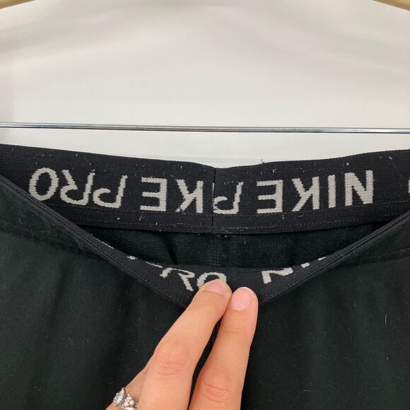 Nike Pro Fit Dry Black Fleece Lined Running Athletic Full Length Tights Leggings - Picture 9 of 9